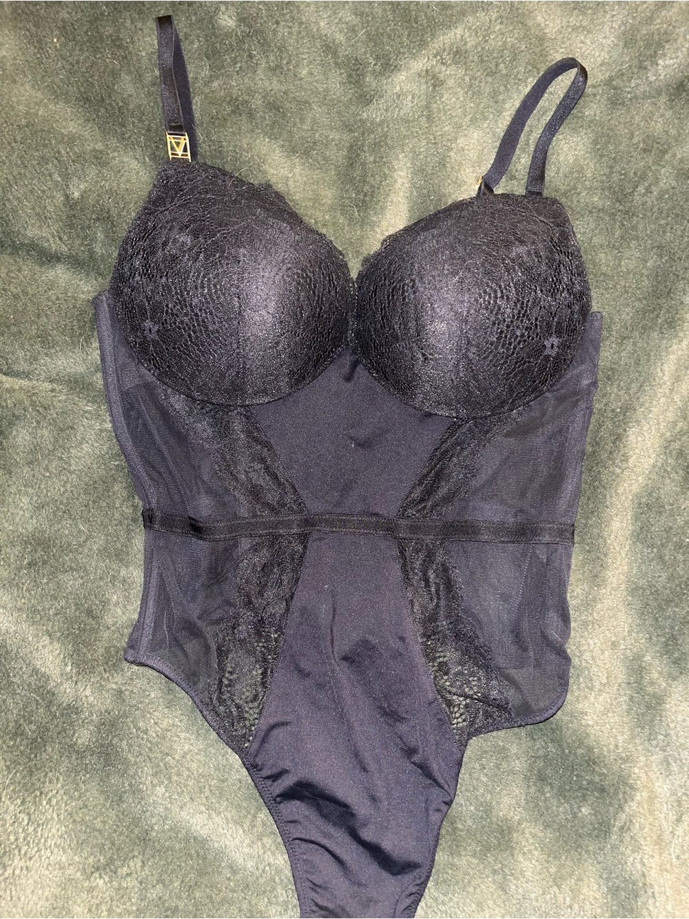 Victoria's Secret Black Lace Bodysuit with Molded Cups
